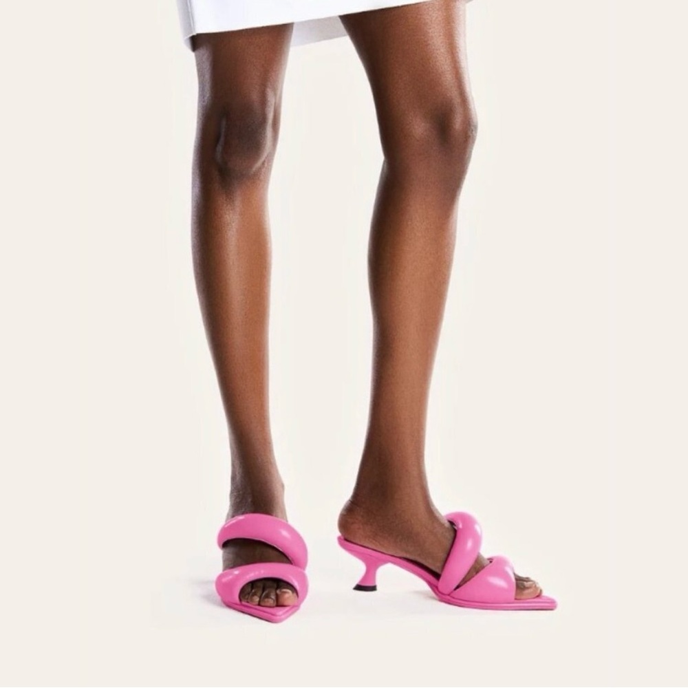 JW PEI Women’s Sara Pink Pointed Open Toe Heeled Mule Size 39
